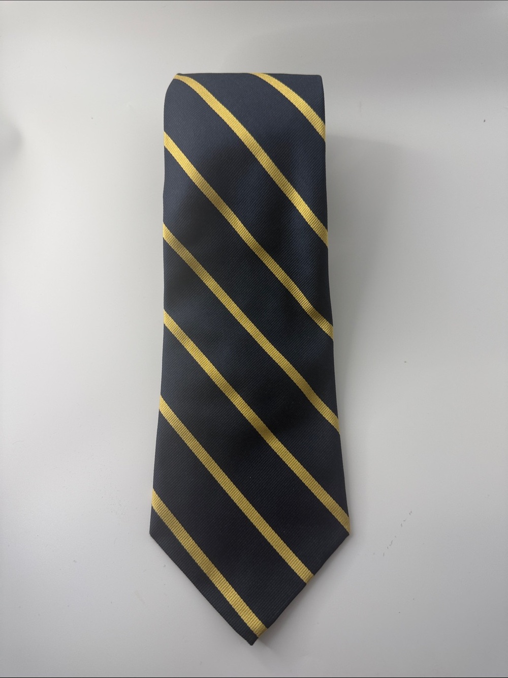Brooks Brothers Navy & Gold Striped Men's Tie - Classic Diagonal Design